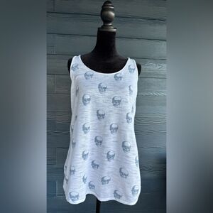 Skull Cashmere Gray Skull Pattern Tank Top 100% cotton Sz L